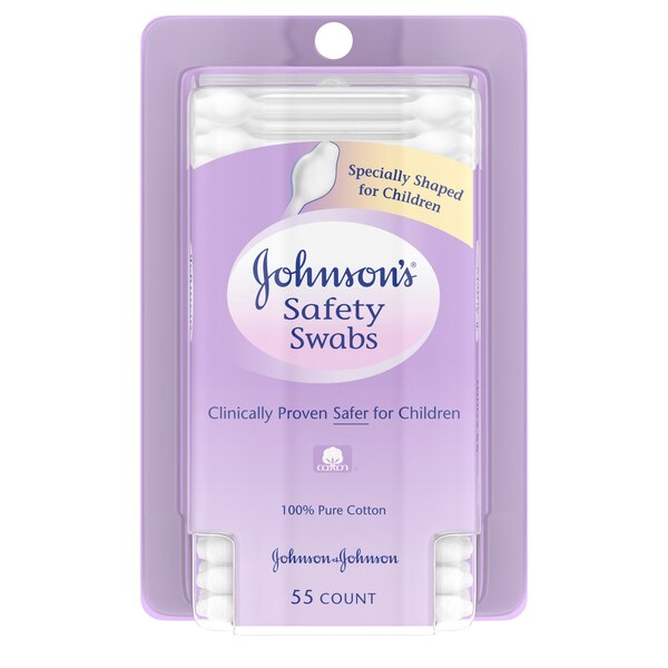 Johnson's Baby Safety Ear Swabs Made with Non-Bleached Cotton, 55 CT