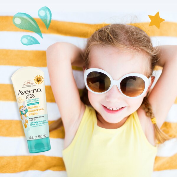 Aveeno Kids Continuous Protection Mineral Sunscreen, SPF 50, 3 fl. Oz