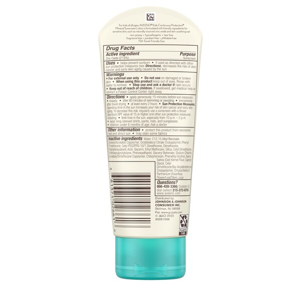 Aveeno Kids Continuous Protection Mineral Sunscreen, SPF 50, 3 fl. Oz
