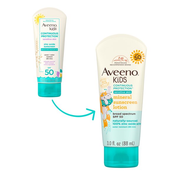 Aveeno Kids Continuous Protection Mineral Sunscreen, SPF 50, 3 fl. Oz