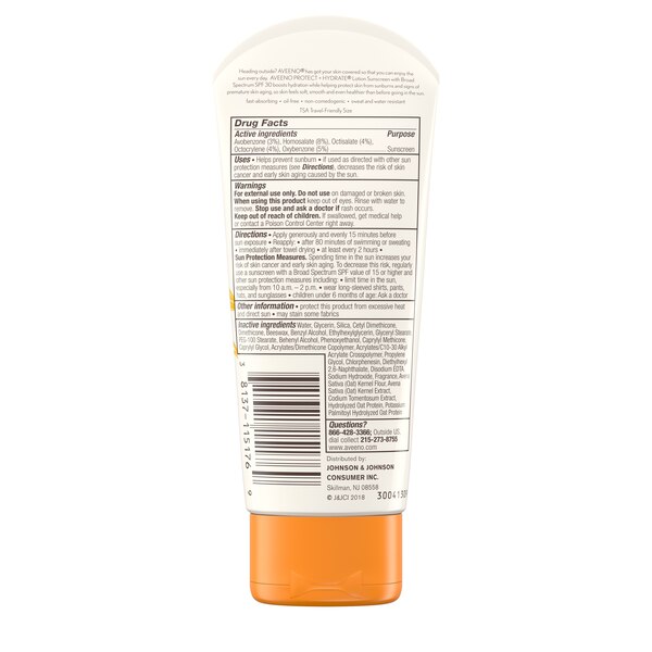 Aveeno Protect + Hydrate Lotion Sunscreen With SPF 30, 3 OZ