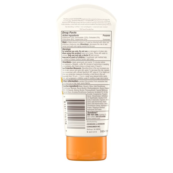Aveeno Protect + Hydrate Lotion Sunscreen With SPF 30, 3 OZ
