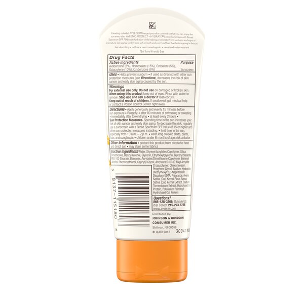 Aveeno Protect + Hydrate Lotion Sunscreen With SPF 30, 3 OZ