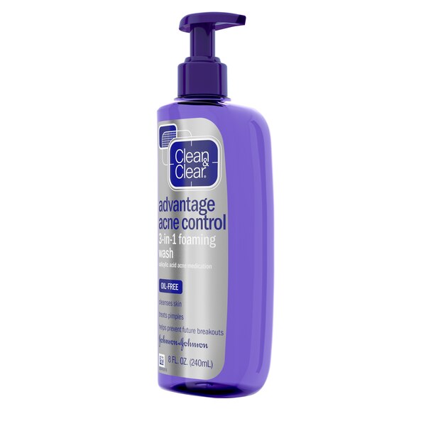 Clean & Clear Advantage Acne Control 3-in-1 Foaming Wash, 8 OZ