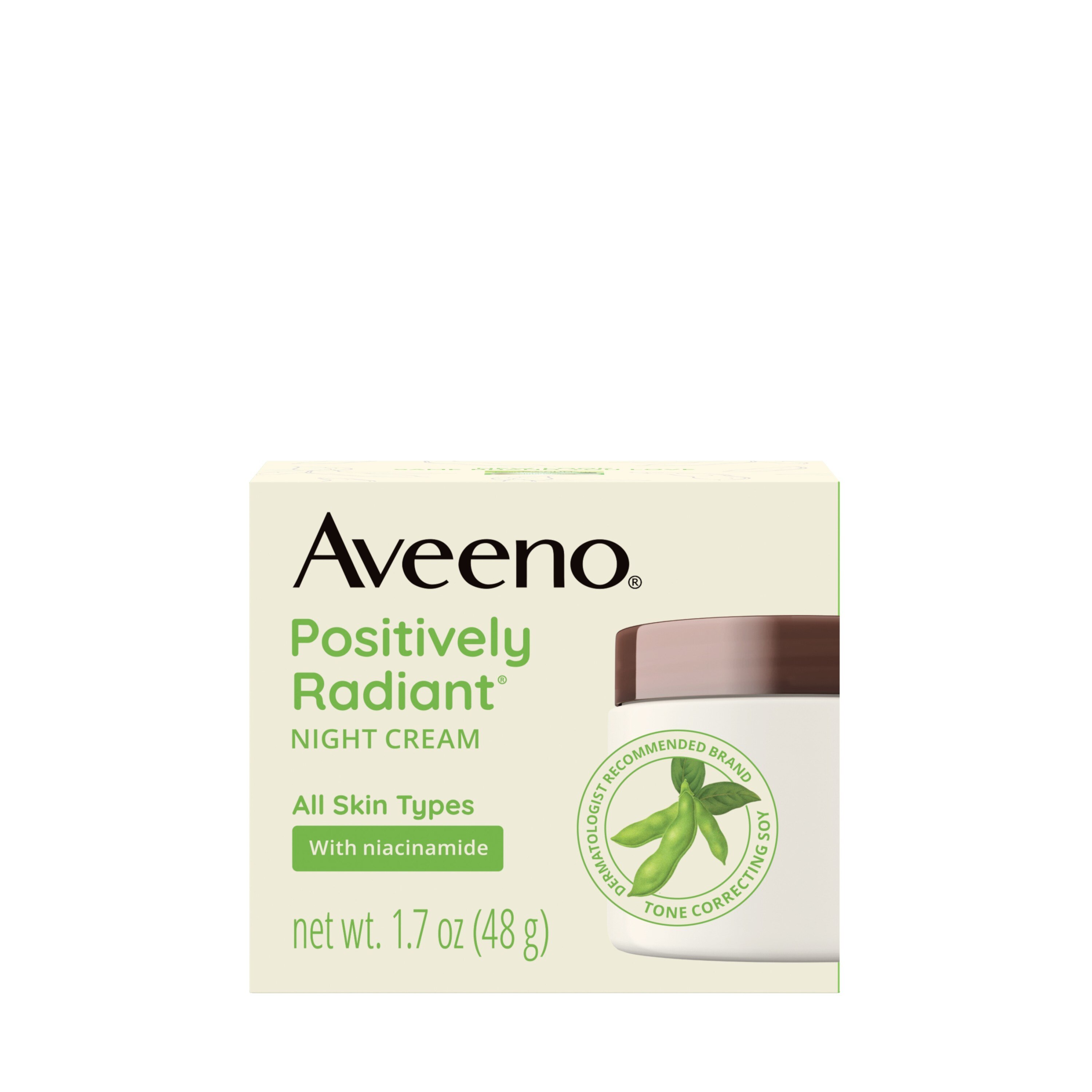 Aveeno Positively Radiant - Crema de noche hidratante intensiva, 1.7 oz