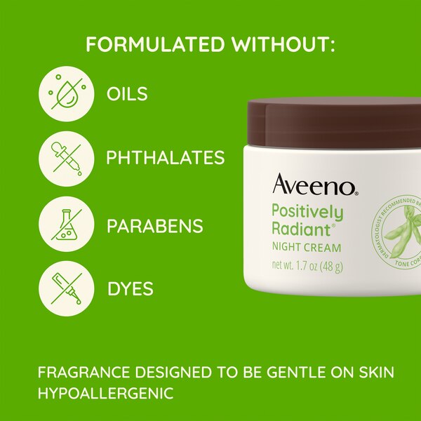 Aveeno Positively Radiant Intensive Moisturizing Night Cream, 1.7 OZ