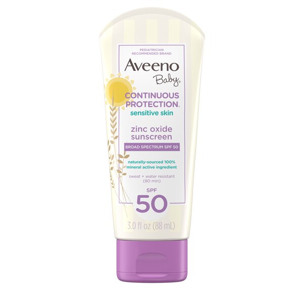 Aveeno Baby Continuous Protection - Protector solar mineral con óxido de cinc, FPS 50