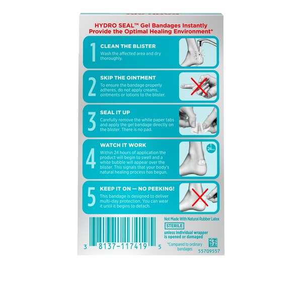Band-Aid Brand Hydro Seal - Apósitos adhesivos para curar ampollas