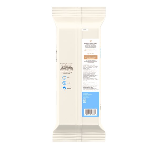 Aveeno Baby Sensitive All Over Wipes, 64 CT