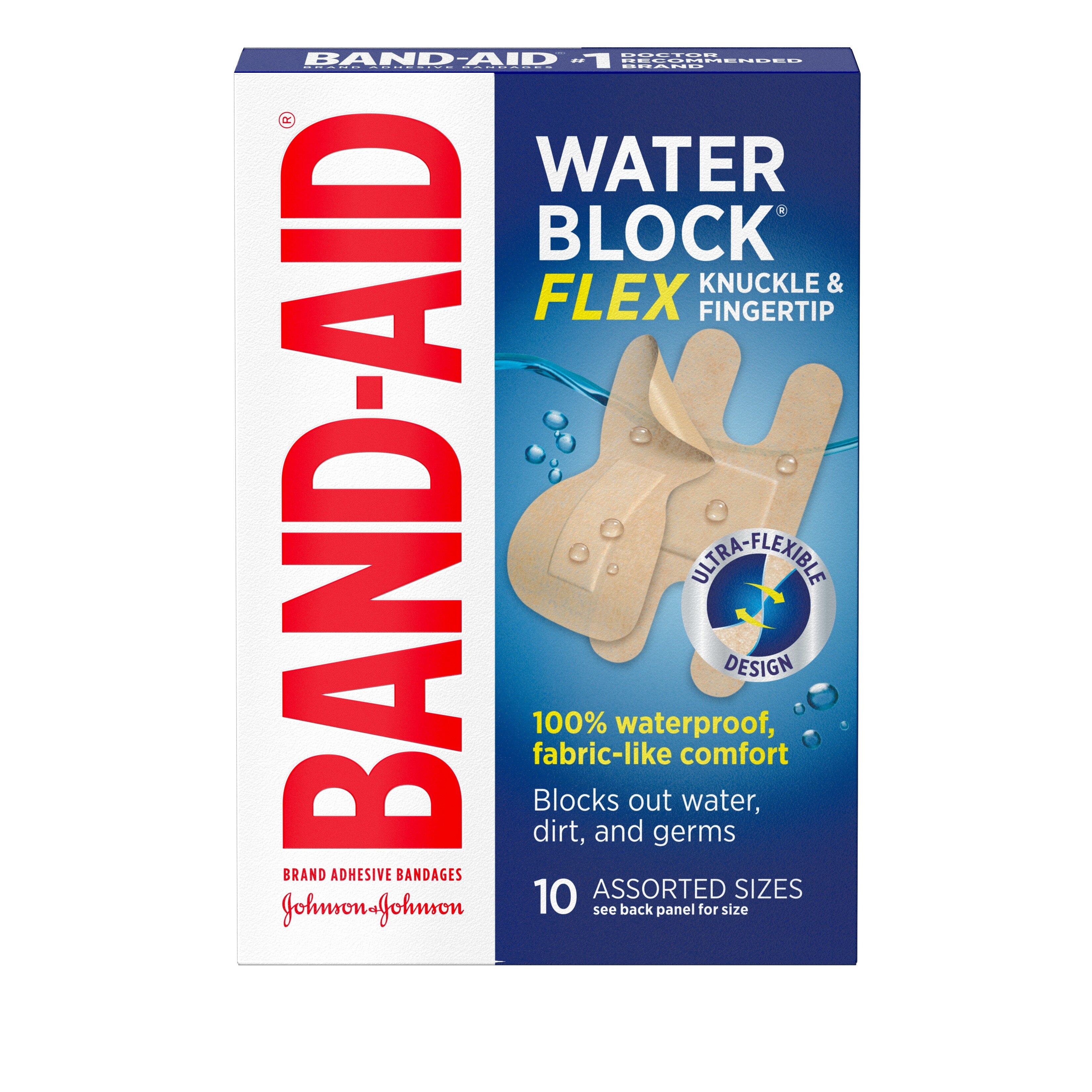 Band-Aid Brand Water Block Flex Finger Bandages, Assorted, 10 CT
