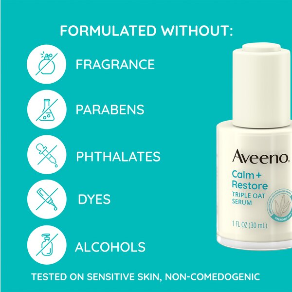 Aveeno Calm + Restore Triple Oat Sensitive Skin Face Serum, 1 OZ