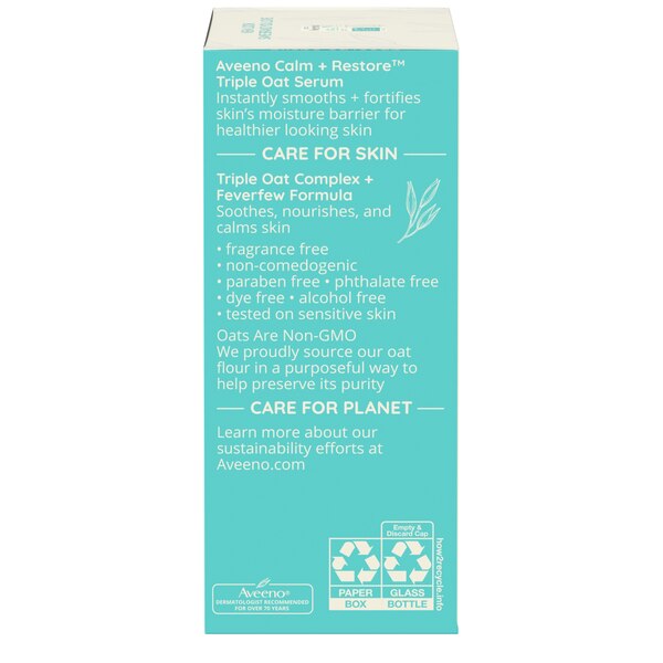 Aveeno Calm + Restore Triple Oat Sensitive Skin Face Serum, 1 OZ