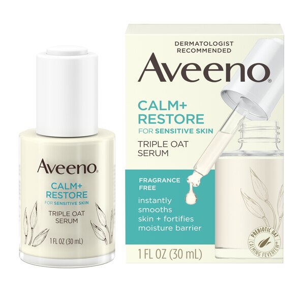 Aveeno Calm + Restore Triple Oat Sensitive Skin Face Serum, 1 OZ