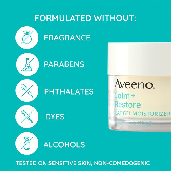 Aveeno Calm + Restore - Hidratante facial con gel de avena, piel sensible, 1.7 oz