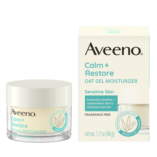Aveeno Calm + Restore - Hidratante facial con gel de avena, piel sensible, 1.7 oz