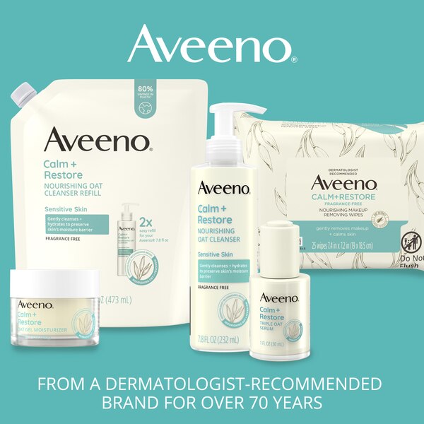 Aveeno Calm + Restore - Gel hidratante de avena para rostro para piel sensible, tamaño de muestra, 0.5 oz