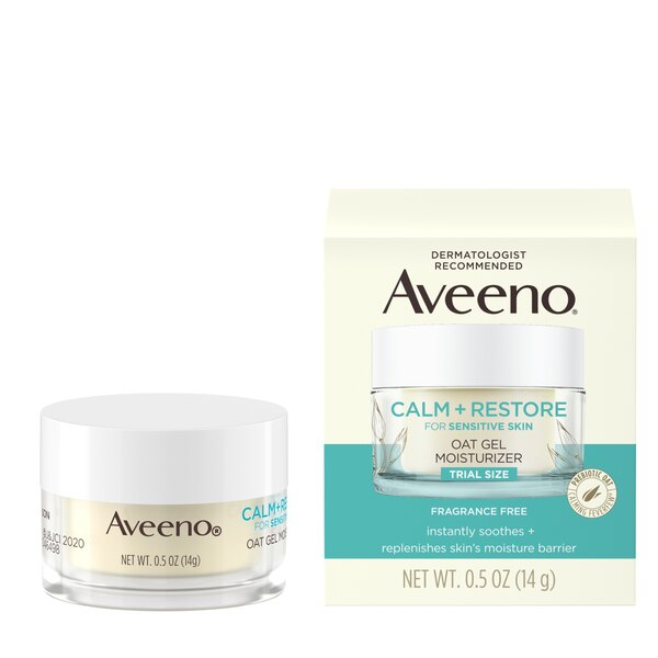 Aveeno Calm + Restore - Gel hidratante de avena para rostro para piel sensible, tamaño de muestra, 0.5 oz