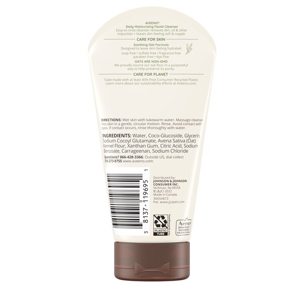 Aveeno Daily Moisturizing Facial Cleanser with Soothing Oat, 5 OZ