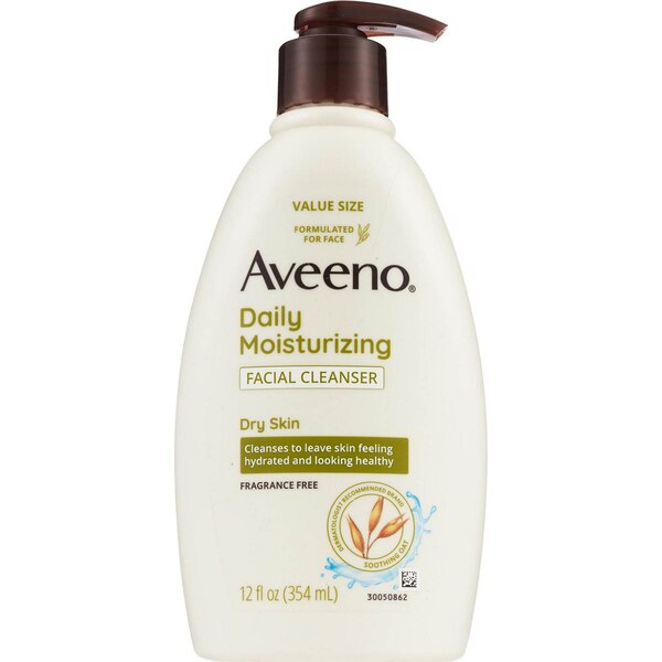 Aveeno Daily Moisturizing Facial Cleanser for Dry Skin, 12 OZ