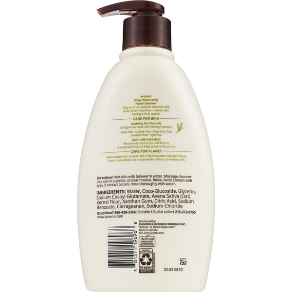 Aveeno Daily Moisturizing Facial Cleanser for Dry Skin, 12 OZ