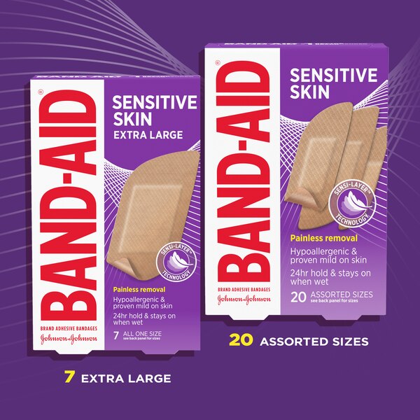Band-Aid Brand Adhesive Bandages for Sensitive Skin, Assorted Sizes, 20 CT