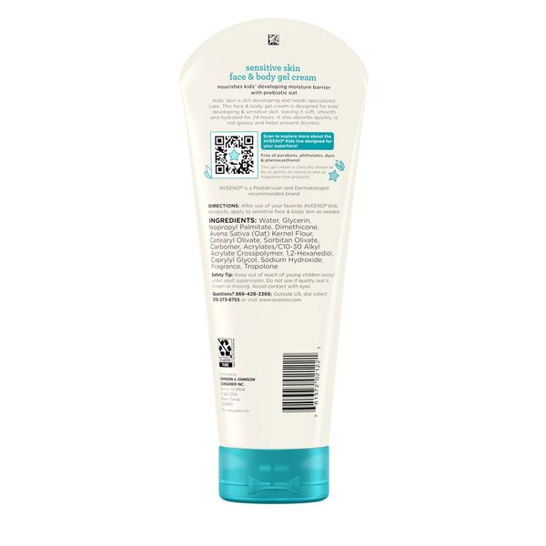 Aveeno Kids Sensitive Skin Face & Body Gel Cream, 8 OZ