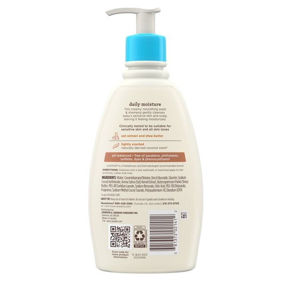 Aveeno Baby Daily Moisture Wash & Shampoo, 12 OZ