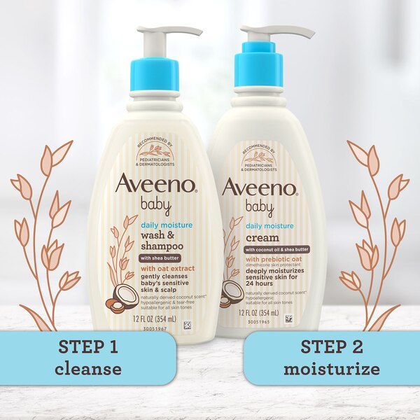 Aveeno Baby Daily Moisture Wash & Shampoo, 12 OZ