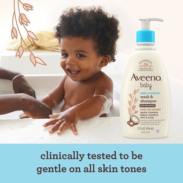 Aveeno Baby Daily Moisture Wash & Shampoo, 12 OZ