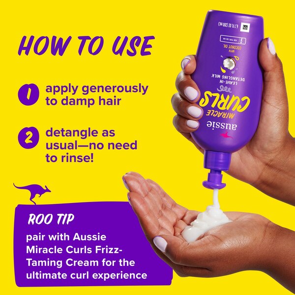 Aussie Miracle Curls - Tratamiento desenredante sin enjuague, 6.7 oz