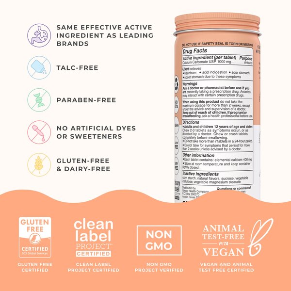 Wonderbelly Chewable Antacid, Tropical Fruit, 60 CT