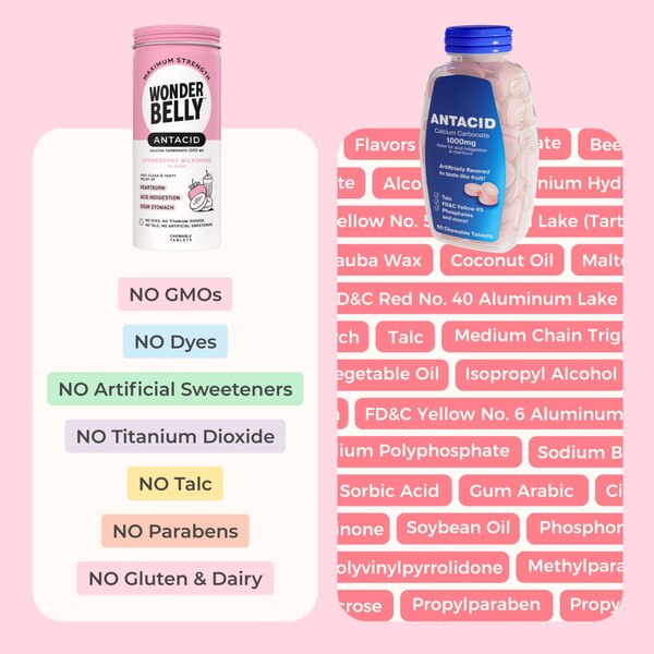 Wonderbelly Chewable Antacid, Tropical Fruit, 60 CT