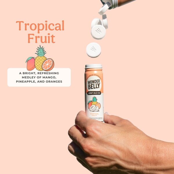 Wonderbelly Antacid Chew, Tropical Fruit, 12 CT