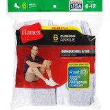 Hanes Socks Men's Ankle Half Cushion Size 6-12 White, thumbnail image