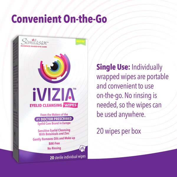 iVIZIA Eyelid Cleansing Wipes for Sensitive Eyelid Cleansing, 20 CT