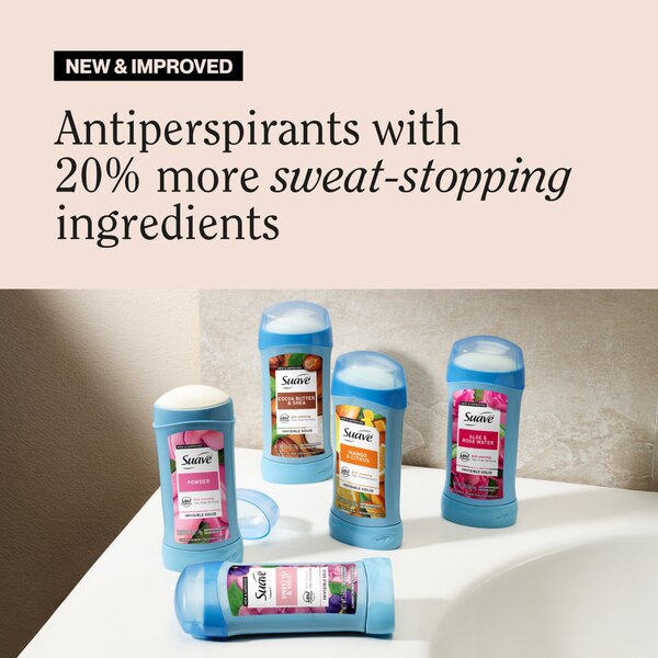 Suave Invisible Solid Antiperspirant Deodorant Stick, Sweet Pea & Violet, 2.6 OZ