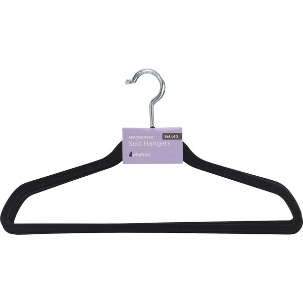 Whitmor Spacemaker Suit Hangers Set of 5, Black