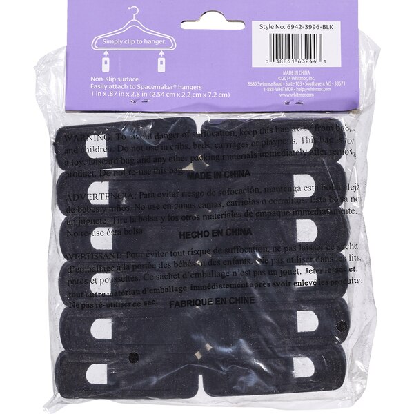 Whitmor 12 piece Spacemaker Hanger Clips, Black