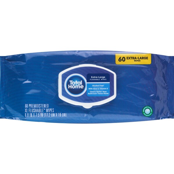 Total Home Flushable Wipe, 60 ct
