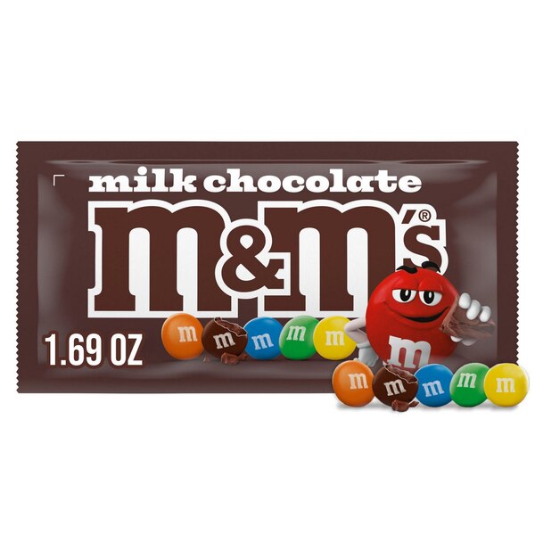 M&M's Milk Chocolate Candy Single Size, 1.69 oz