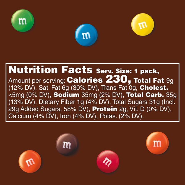 M&M's Milk Chocolate Candy Single Size, 1.69 oz
