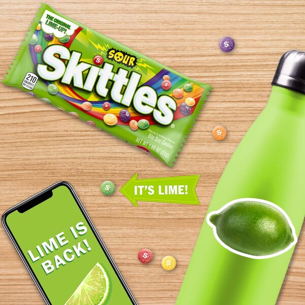 Skittles Sour Candy, Full Size, Bag, 1.8 oz