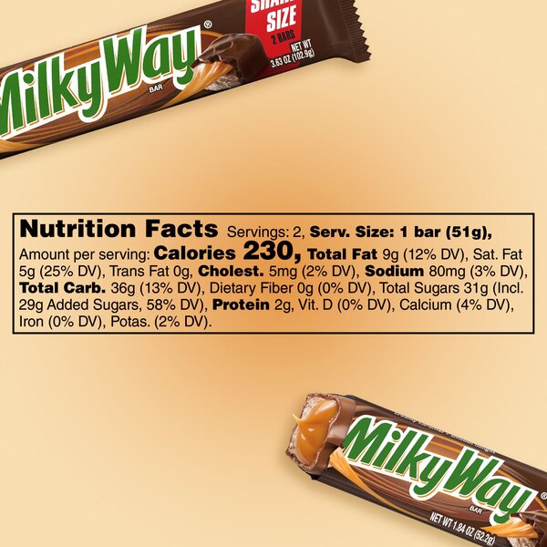 Milky Way Milk Chocolate ToGo Sharing Size Candy Bar, 3.63 oz