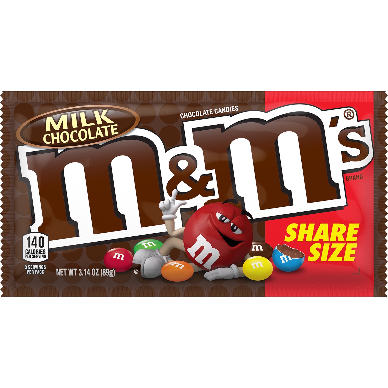 M&M's Milk Chocolate Candy Sharing Size, 3.14 OZ