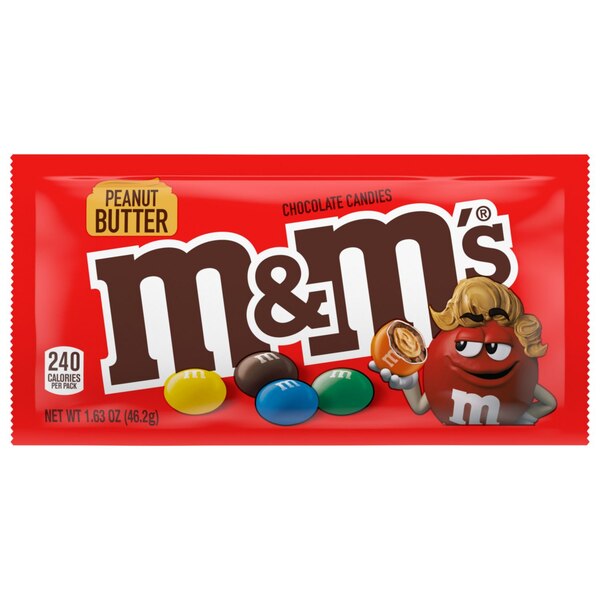 M&M's Peanut Butter Chocolate Candy Singles Size, 1.63 oz