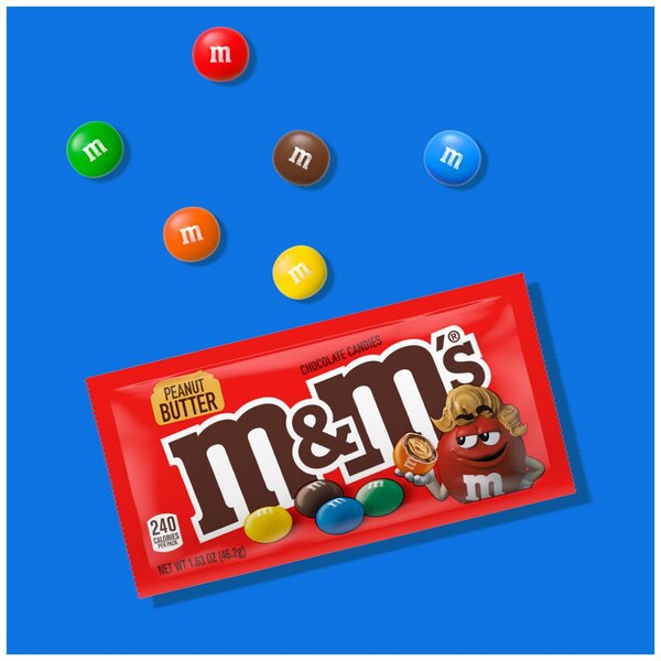 M&M's Peanut Butter Chocolate Candy Singles Size, 1.63 oz