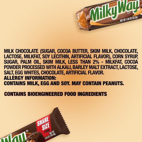 Milky Way Milk Chocolate ToGo Sharing Size Candy Bar, 3.63 oz