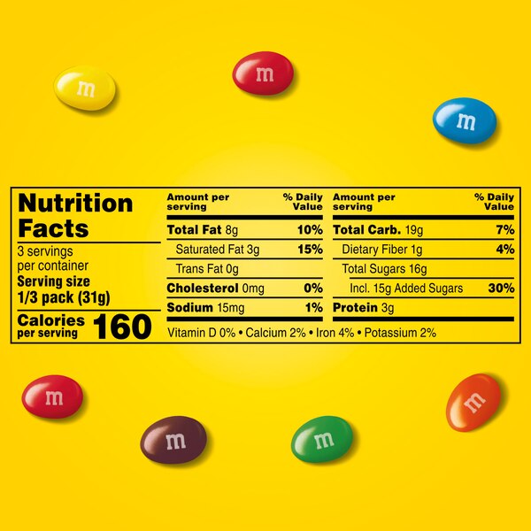 M&M'S Peanut Milk Chocolate Candy, Share Size Bag, 3.27 oz