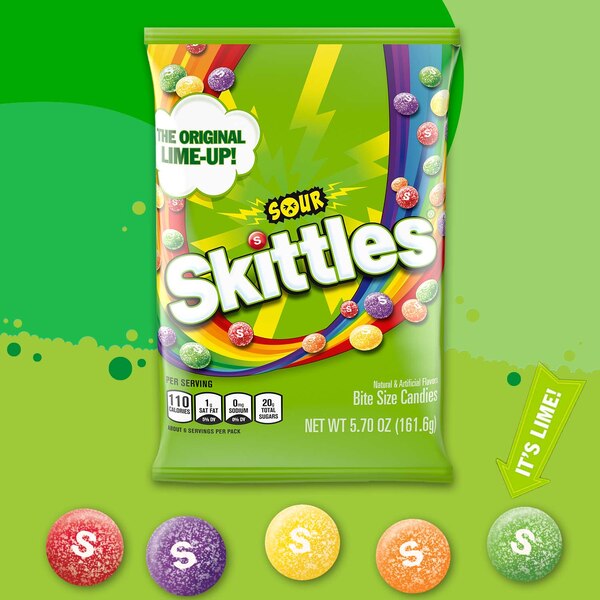Skittles, Sour Candy, 5.7 oz Bag