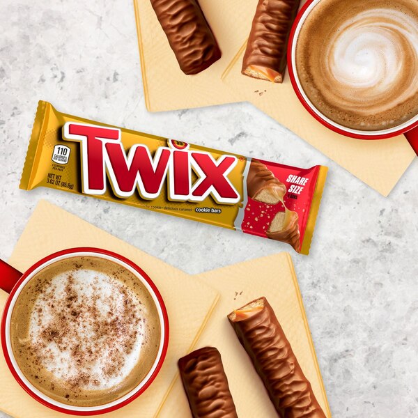 Twix Caramel Chocolate Cookie Candy Bar, Share Size, 3.02 oz